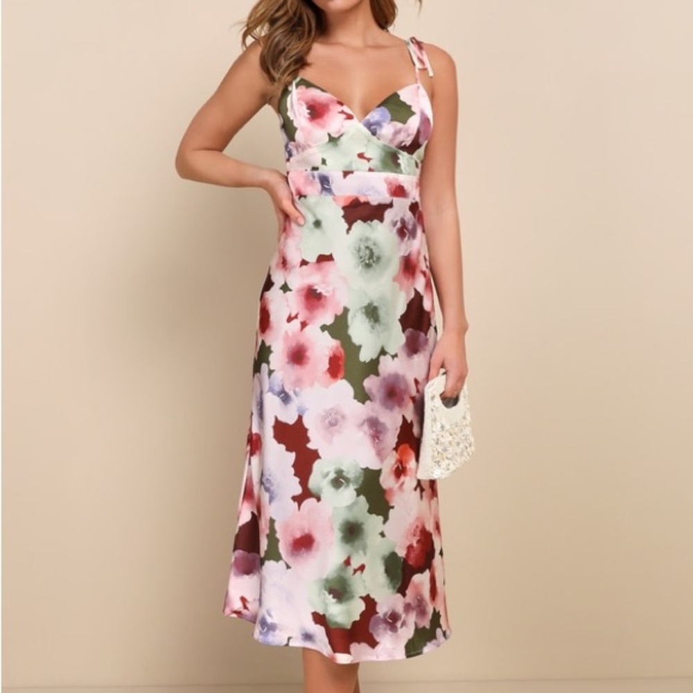 Floral Midi Dress Lulus XL NWT